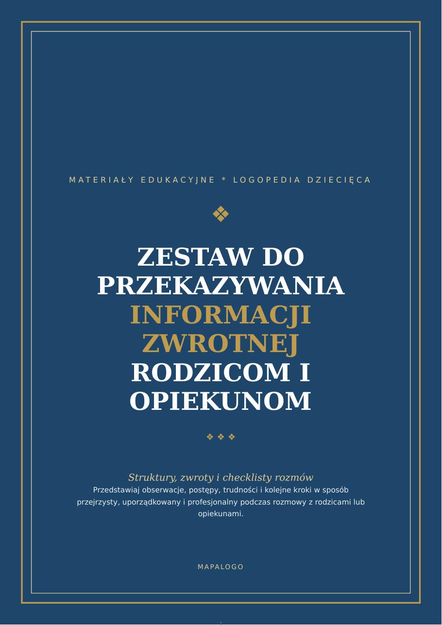 Okładka: Zestaw informacji zwrotnej dla rodziców i opiekunów